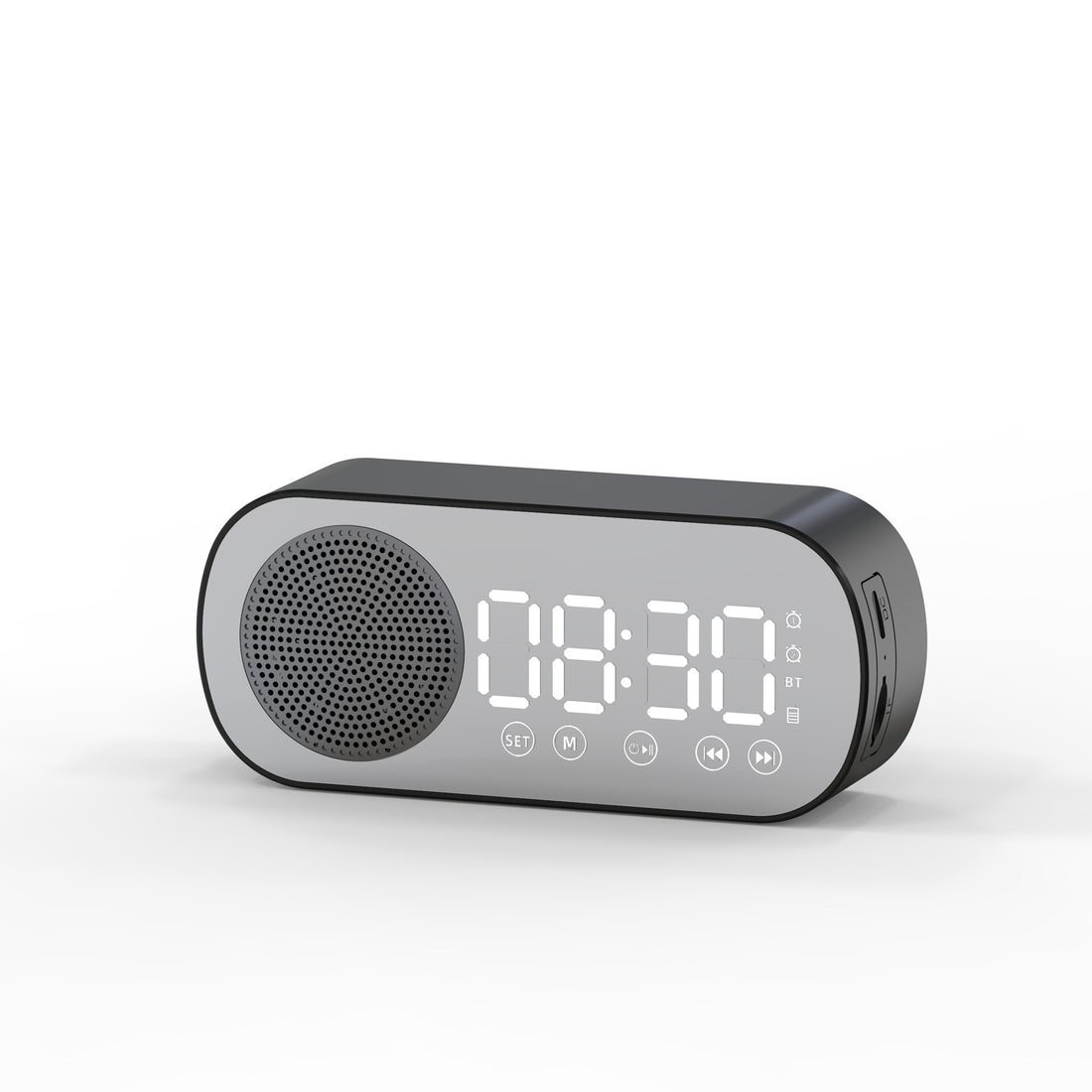 BT Music Alarm Clocks Mirror FM Radio LED Digital Clock 2 Alarm Snooze 24H Electronic Watch Dimming Table Phone Stand USB Clocks