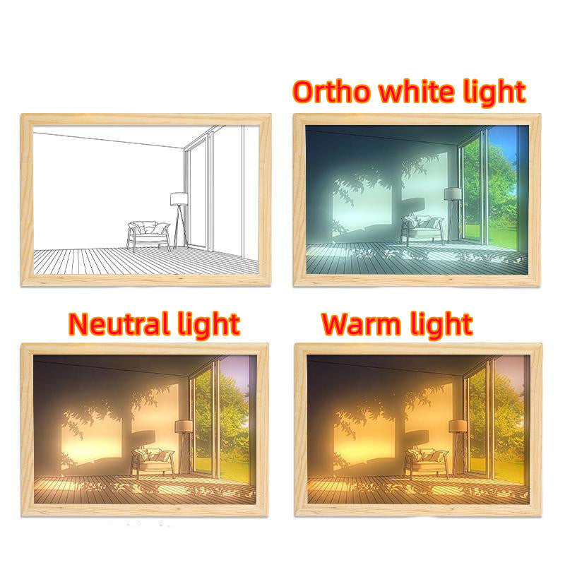 Illuminated Picture LED Decorative Light Painting Bedside Picture Style Creative Modern Simulate Sunshine Drawing Night Light Gift